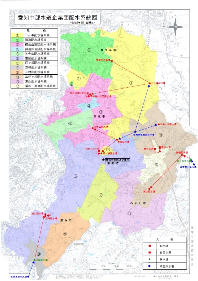愛知中部水道企業団配水系統図